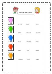 English worksheet: COLOURS