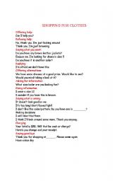 English Worksheet: shopping for clothes