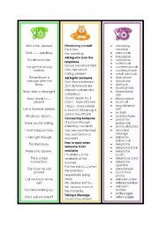 English Worksheet: Telephone English Bookmarks 
