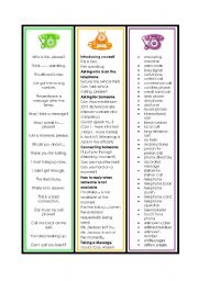 English Worksheet: Telephone English Bookmarks 