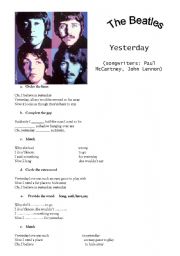 English Worksheet: Yesterday