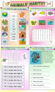 English Worksheet: habitat of animals