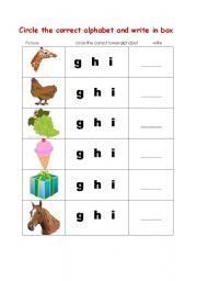 English Worksheet: circle and write the alphabet