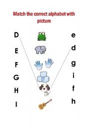 English Worksheet: match alphabet with picture