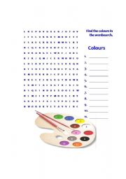 colours wordsearch