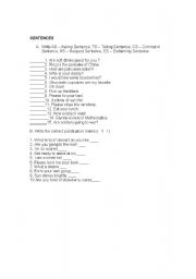 English Worksheet: SENTENCES