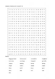 English worksheet: animal word search