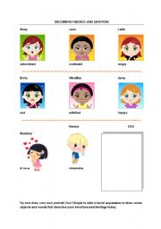 English Worksheet: Describing Feelings and Emotions