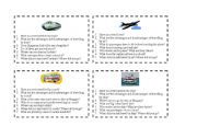 English worksheet: transport and travelling cards