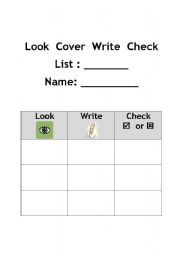 English Worksheet: Look Cover Write Check spelling practice