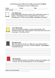 English Worksheet: A self assessment sheet