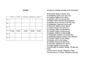 English worksheet: the schedule