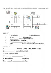 English Worksheet: crossword daily routine