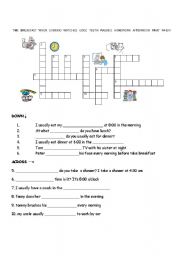 English worksheet: crossword daily routine