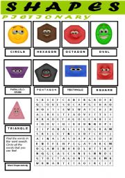 English Worksheet: Geometry vocabulary - SHAPES - (B/W version included)