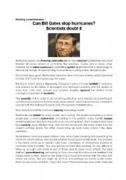 English Worksheet: Can Bill Gates stop hurricanes?