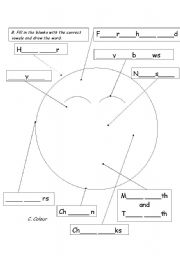 English worksheet: body parts - face