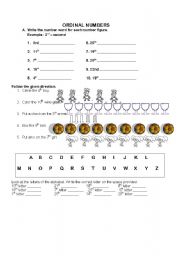 English Worksheet: Ordinal Numbers