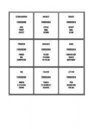 English Worksheet: TABOO GAME