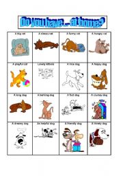 English worksheet: Cats and dogs