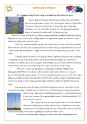 English Worksheet: RENEWABLE ENERGY- READING COMPREHENSION