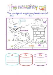 English Worksheet: The naughty cat