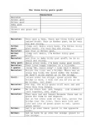 English Worksheet: Role play: Three billy goats ruff