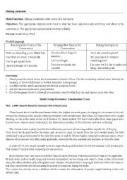 English Worksheet: Making comments