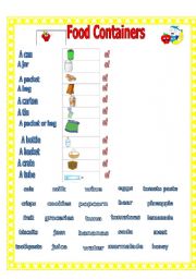 English Worksheet: Food Containers