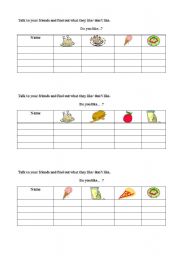 English worksheet: talk to your friends and find out what they like