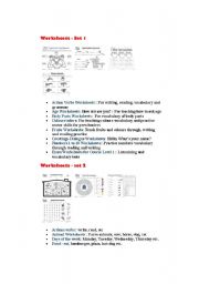 English worksheet: worksheets list