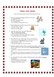English Worksheet: Idioms with animals