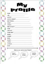 English Worksheet: My Profile