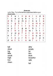 English Worksheet: Adjectives word search