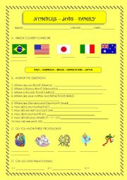 English Worksheet: NUMBERS - JOBS - FAMILY