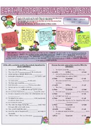 English Worksheet: COLLOCATION 74 - EARTH, FLOOR, GROUND, LAND, SOIL