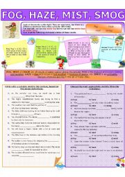 English Worksheet: COLLOCATION 75 - FOG, HAZE, MIST, SMOG