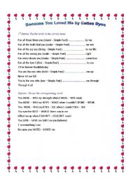 English Worksheet: Because you Loved me by Celine Dyon 