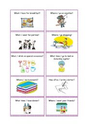 English Worksheet: Conversation cards 1