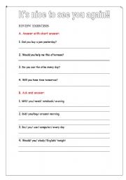 English worksheet: review activity