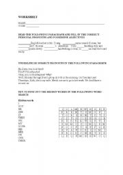 English worksheet: Personal Pronouns worksheet