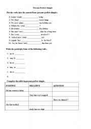 English Worksheet: Present  perfect exercises