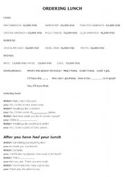 English Worksheet: ORDERING LUNCH
