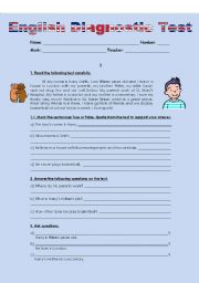 English Worksheet: DIAGNOSTIC TEST