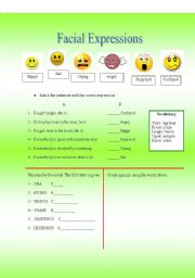 English Worksheet: Facial expressions