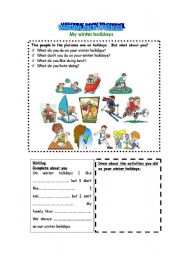 English worksheet: winter holidays