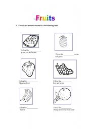 English Worksheet: Fruits