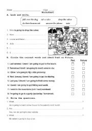 English Worksheet: going to