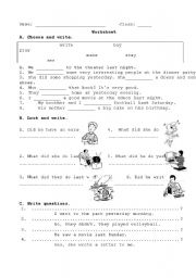 English Worksheet: past simple