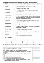 English Worksheet: vocabulary matching - confusing words